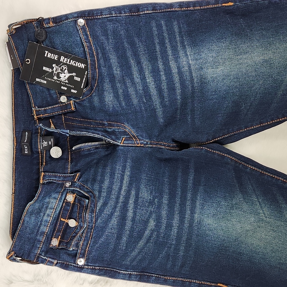NWT True Religion Ricky Flap 32" Relaxed Straight Jeans